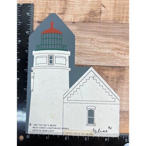 1994 The Cats Meow West Coast Lighthouse Series Collectors Wood Shelf Sitter Dec - Picture 2 of 2
